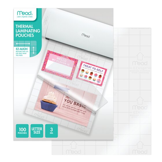 Mead EZAlign 9" x 11.5" Letter Size 3 Mil Thermal Laminating Pouches - 100/Pack