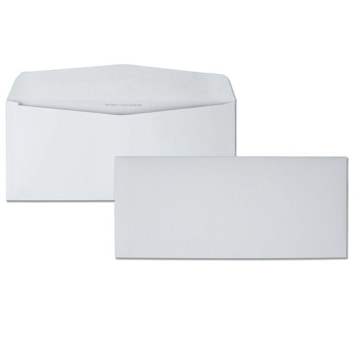 Quality Park® Park Ridge #10 White 4.13" x 9.5" Embossed Executive Envelopes (Gummed Closure) - 500/Box