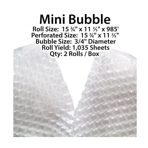 Mini Bubble Pack Film Roll for Accel Air 1 and Air 3 Packaging Machine (1035pcs/roll) - 2 Rolls