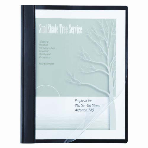 Acco 1/2" Clear/Black Clear Front Vinyl Report Cover 10pk - ACC-26101
