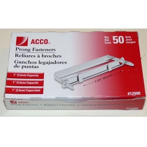 Acco 1" Capacity Prong Fastener Set (2.75 Inch Centers) 50pk - ACC-12990H