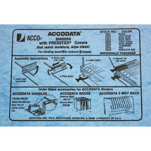 Acco Light Blue 14 7/8" x 11" PRESSTEX Hanging Data Binder - ACC-54072
