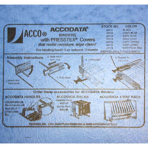 Acco Light Blue  9.5" x 11" PRESSTEX Hanging Data Binder - ACC-54112