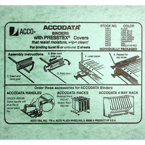 Acco Light Green Presstex Hanging Data Binders