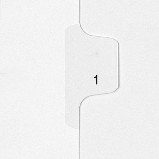 216 - All-State Style Letter Size Individual Number Side Tab Legal Indexes - 25pk - Clearance Sale