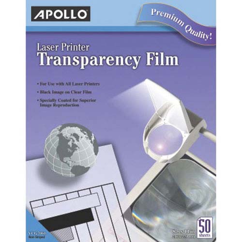 Apollo Color Laser Transparency Film Without Stripe 50pk - VCG7070E