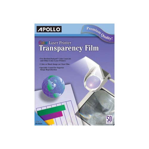 Apollo Color Laser Transparency Film Without Stripe 50pk - VCG7070E