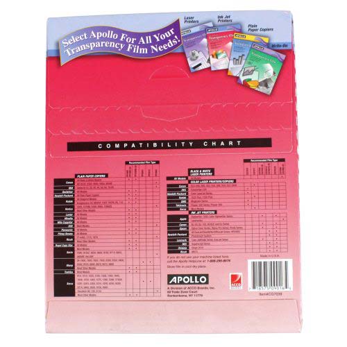 Apollo Ink Jet Film for Canon Epson Lexmark Printers - 50pk