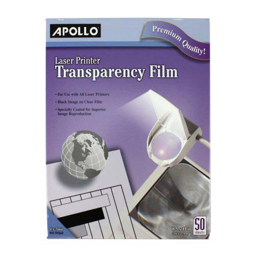 Apollo Laser Printer Transparency Film 50pk - VCG7060E - Clearance Sale