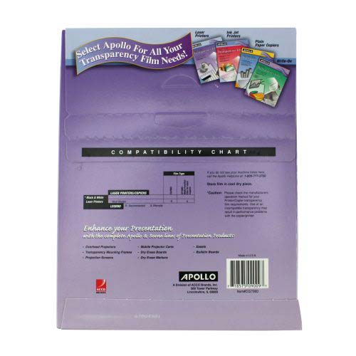 Apollo Laser Printer Transparency Film 50pk - VCG7060E - Clearance Sale