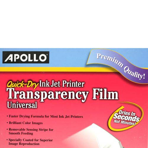 Apollo Quick Dry Universal Ink Jet Transparency Film 50pk - VCG7033S