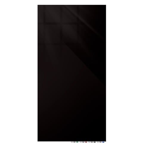 Ghent Aria Black 10' x 4' Non-Magnetic Low Profile Glassboard (Vertical)