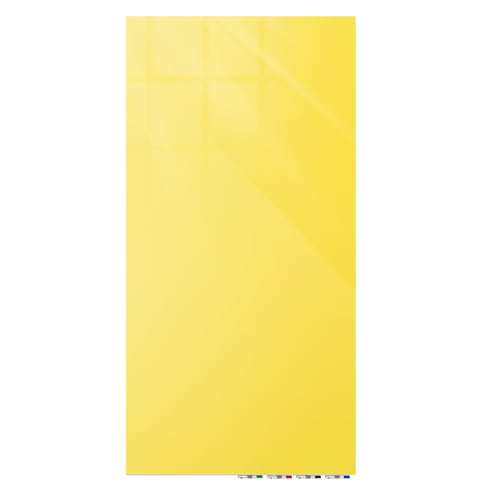 Ghent Aria Yellow 10' x 4' Non-Magnetic Low Profile Glassboard (Vertical)