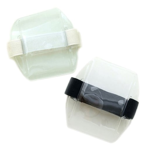 Arm Band Vertical Vinyl Badge Holder w/ Colored Strap - 25pk