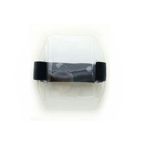 Arm Band Vertical Vinyl Badge Holder w/ Colored Strap - 25pk