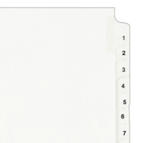 Avery 1-25 White Legal 14 x 8.5 Avery Style Collated Dividers - 01430