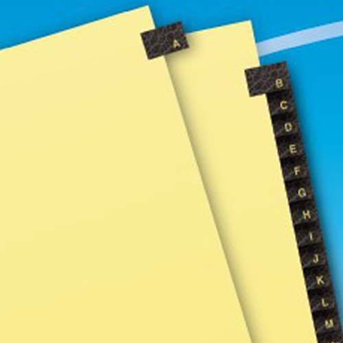 Avery A-Z tab Gold Reinforced Preprinted Black Leather Tab - 11350