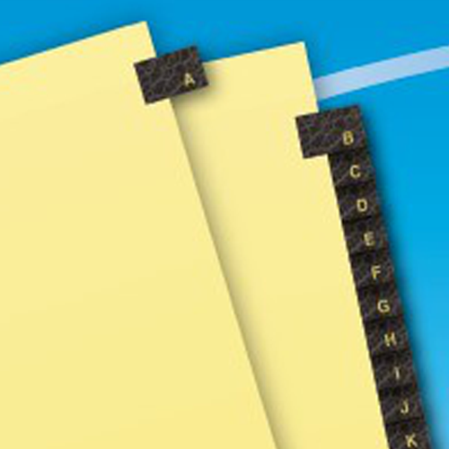 Avery Black A-Z tab Copper Reinforced Preprinted Leather Tab - 25180