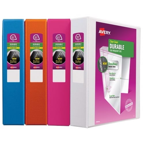 Avery 1-1/2" Assorted Durable Slant Ring View Binders 12pk - 17028