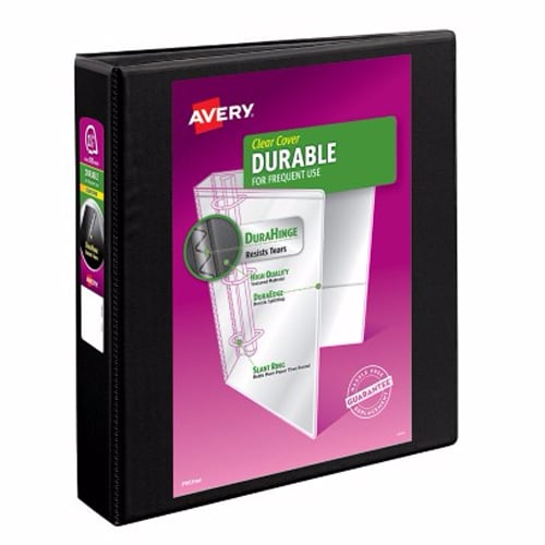 Avery 1-1/2" Black Durable View Binders with EZD Rings 12pk - 09400