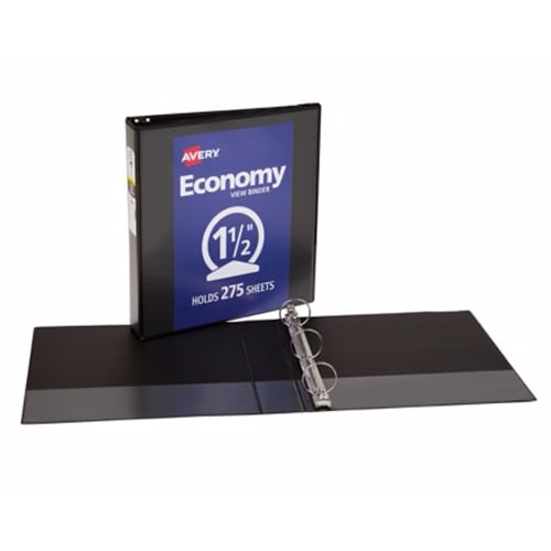 Avery 1-1/2" Black Economy View Round Ring Binders 12pk - 05771