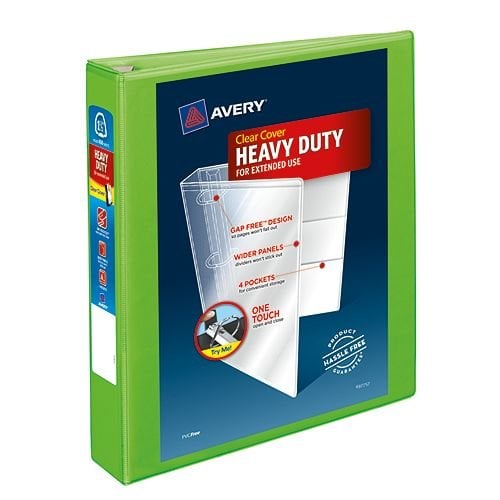 Avery Chartreuse Heavy-Duty View Binders with Locking One Touch EZD Ring
