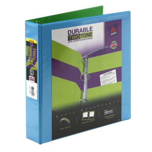 Avery 1-1/2" Assorted Two Tone Durable Slant Ring View Binders 12pk - 17291
