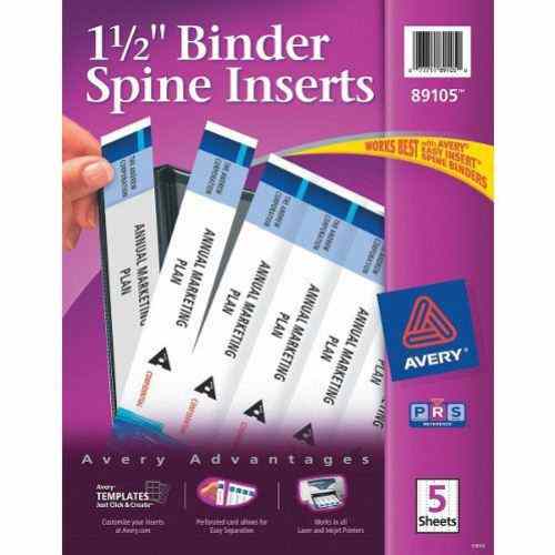 Avery 1-1/2" White Binder Spine Inserts 25pk - 89105 - Clearance Sale