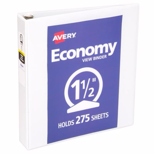 Avery 1-1/2" White Economy Round Ring View Binder (Pack of 1) - 05726