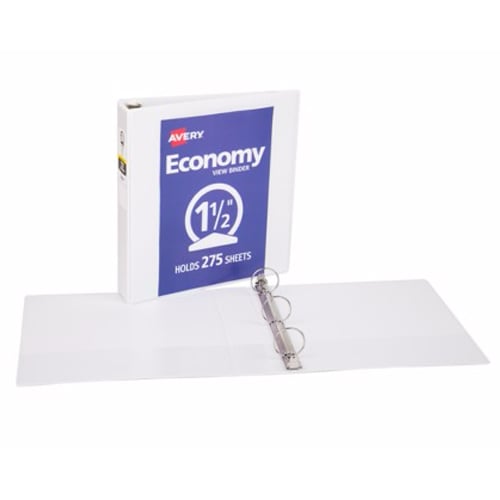 Avery 1-1/2" White Economy Round Ring View Binder (Pack of 1) - 05726