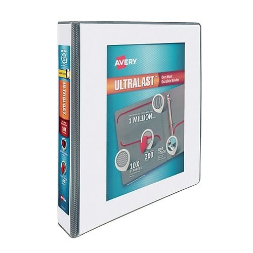 Avery 1-1/2" White UltraLast Heavy Duty View Binders with One Touch Slant Ring 6pk - 79714