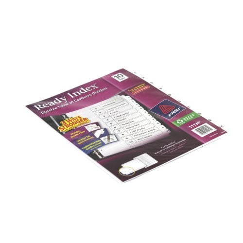 Avery 1-10 tab 11" x 8.5" Classic Black and White Dividers - 11134 - Clearance Sale