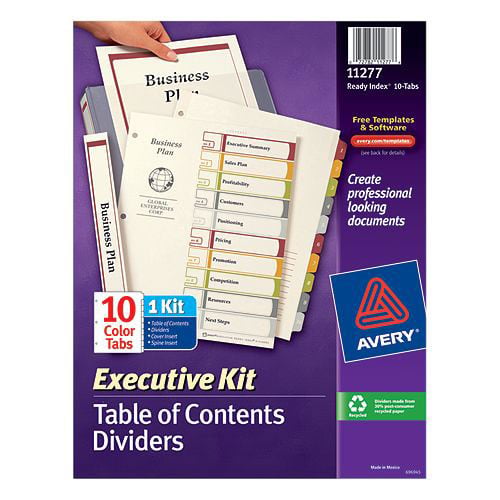 Avery 1-10 tab 11" x 8.5" Executive Multicolor Dividers - 11277