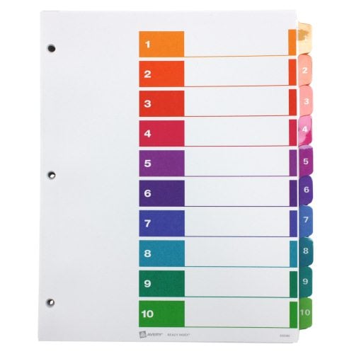 Avery 1-10 tab 11" x 8.5" Contemporary Multicolor Dividers 6pk - 11188