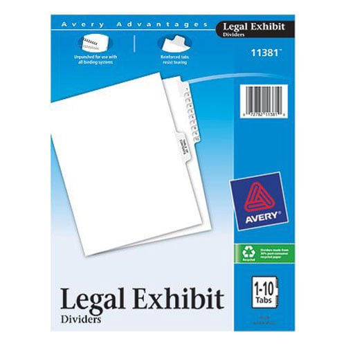 Avery 1-10/TOC Legal 11" x 8.5" Avery Style Collated Dividers - 11381