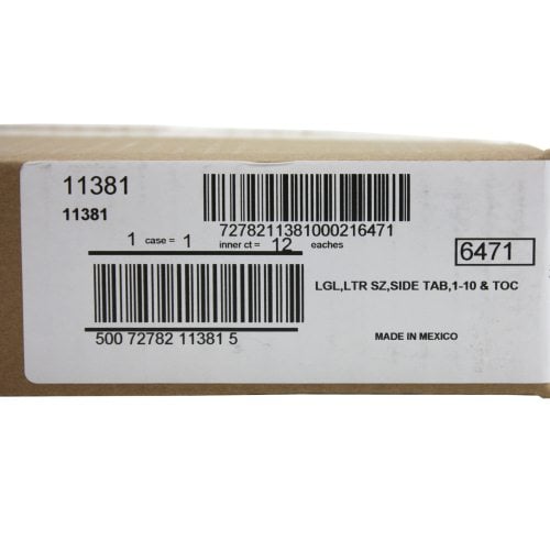 Avery 1-10/TOC Legal 11" x 8.5" Avery Style Collated Dividers - 11381
