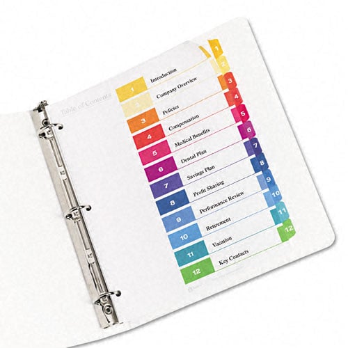 Avery 1-12 tab 11" x 8.5" Contemporary Multicolor Dividers - 11141 - Clearance Sale