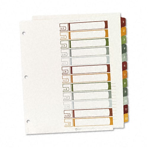 Avery 1-12 tab 11" x 8.5" Executive Multicolor Dividers - 11278