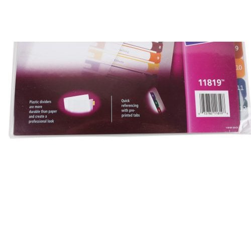 Avery 1-12 tab 11" x 8.5 Translucent Multicolor Dividers - 11819