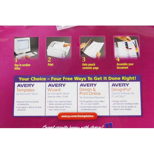 Avery 1-12 tab 11" x 8.5 Translucent Multicolor Dividers - 11819