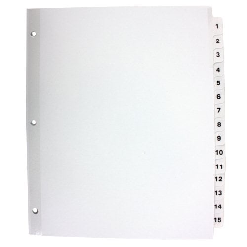 Avery 1-15 tab 11" x 8.5" Classic Black and White Dividers - 11142
