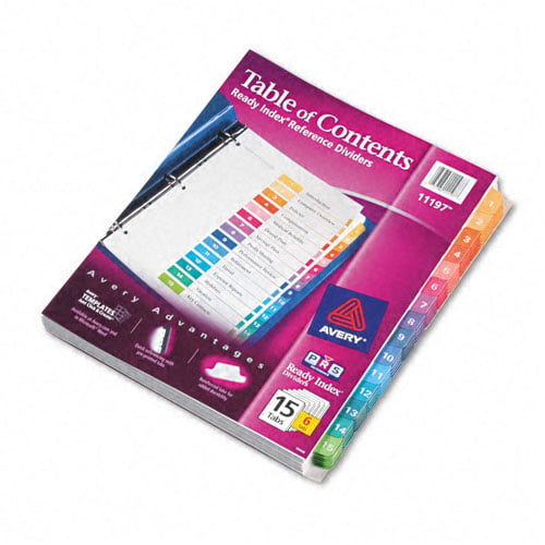 Avery 1-15 tab 11" x 8.5" Contemporary Multicolor Dividers 6pk - 11197