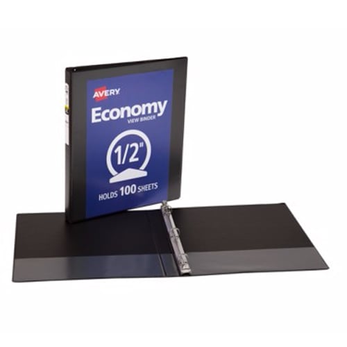 Avery 1/2" Black Economy View Round Ring Binders 12pk - 05751 - Clearance Sale