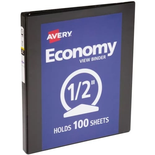 Avery 1/2" Black Economy Round Ring View Binders 12pk - 05705 Clearance Sale