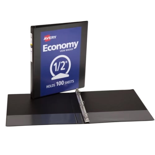 Avery 1/2" Black Economy Round Ring View Binders 12pk - 05705 Clearance Sale