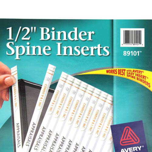 Avery 1/2" White Binder Spine Inserts 80pk - 89101 - Clearance Sale