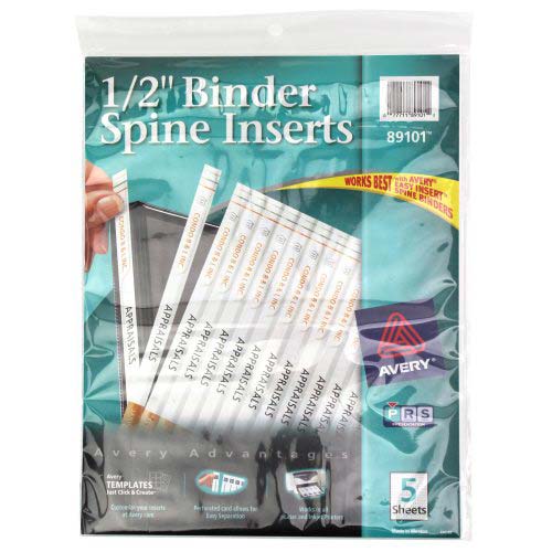 Avery 1/2" White Binder Spine Inserts 80pk - 89101 - Clearance Sale
