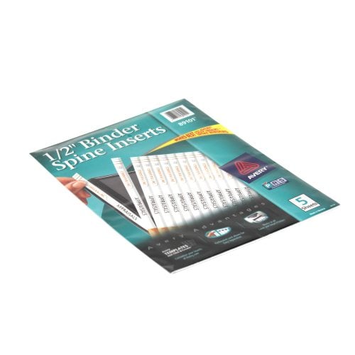 Avery 1/2" White Binder Spine Inserts 80pk - 89101 - Clearance Sale