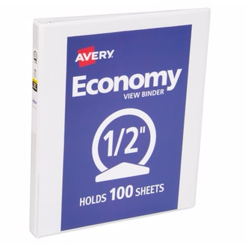 Avery 1/2" White Economy View Round Ring Binders 12pk - 05750