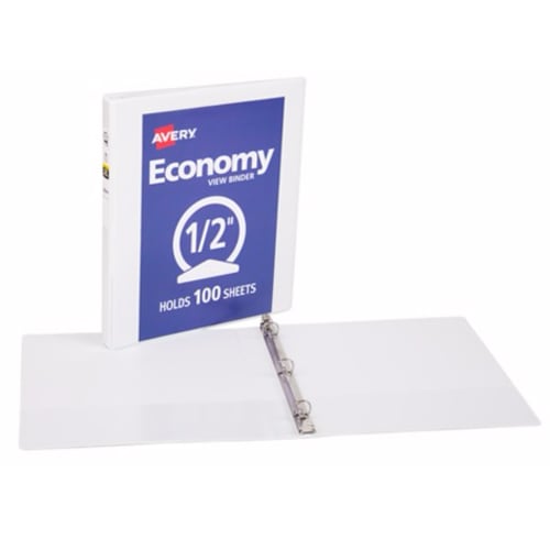Avery 1/2" White Economy View Round Ring Binders 12pk - 05750